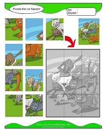 Puzzle Kes Yapıştır Çalışma Sayfaları